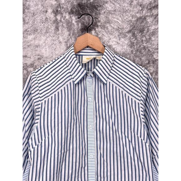 Maeve Top Small Womens Anthropologie Cotton Striped Button Shirt Open Back - Picture 2 of 8